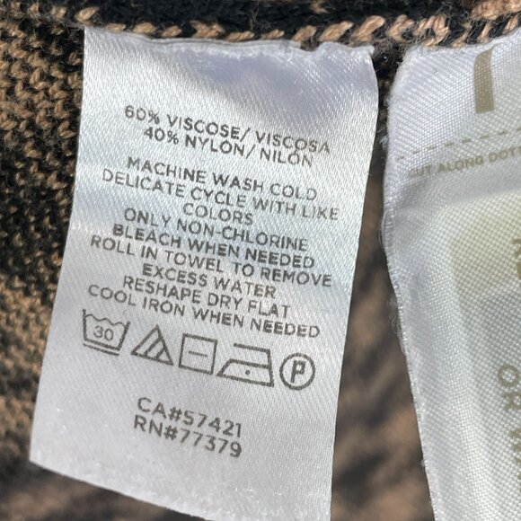 Ann Taylor Womens Small Petite Brown Black Houndstooth Mock Neck Sweater - Picture 6 of 10